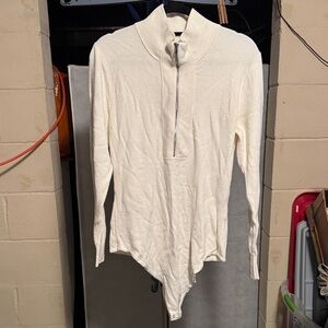 Abercrombie & Fitch Cream High-Neck Bodysuit